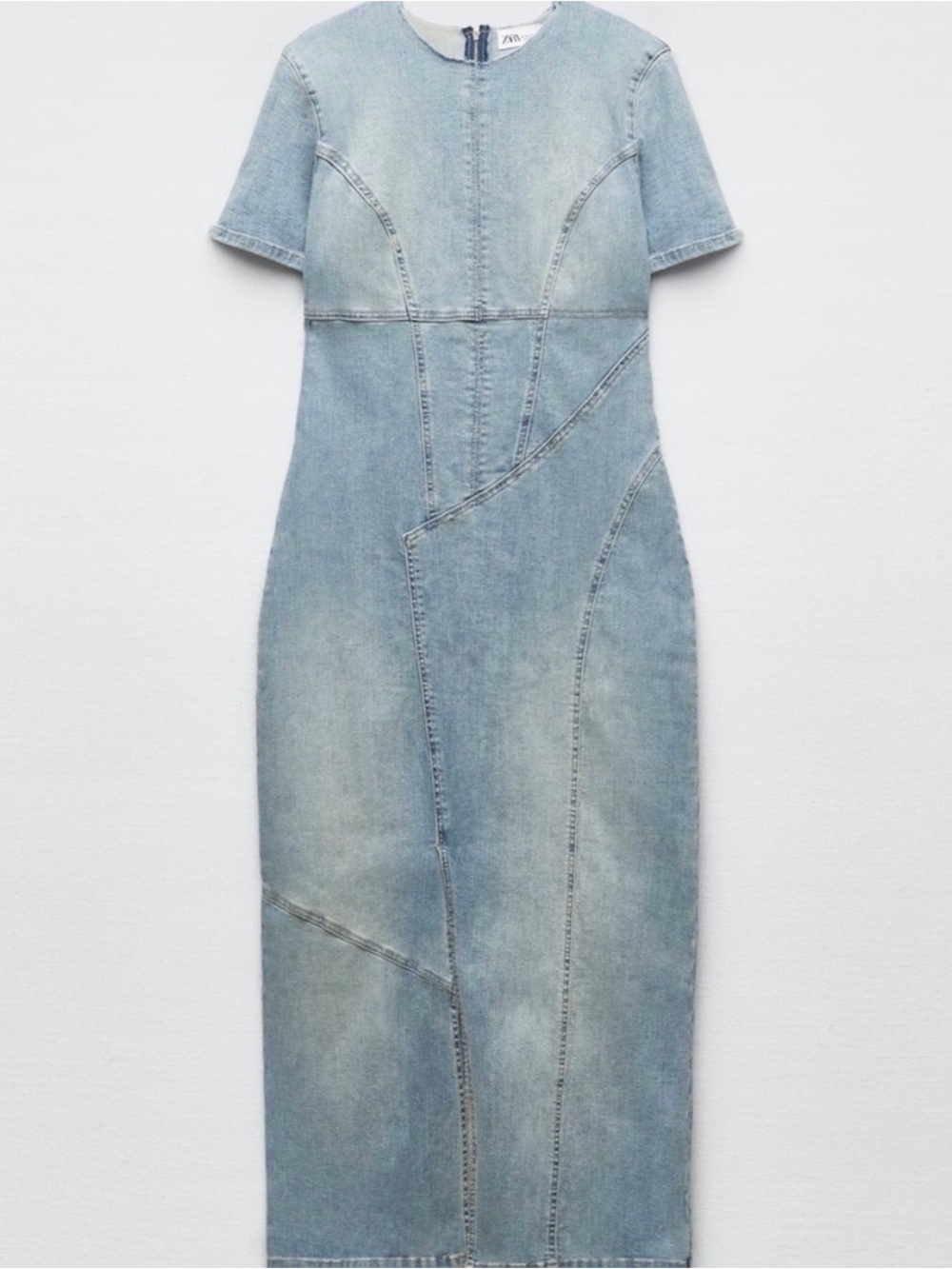 NWT Zara TRF Light Blue Denim Midi Dress with Front Slit - Picture 4 of 10